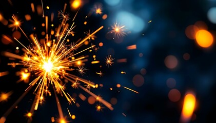 Firework party sparkle in night blurred background