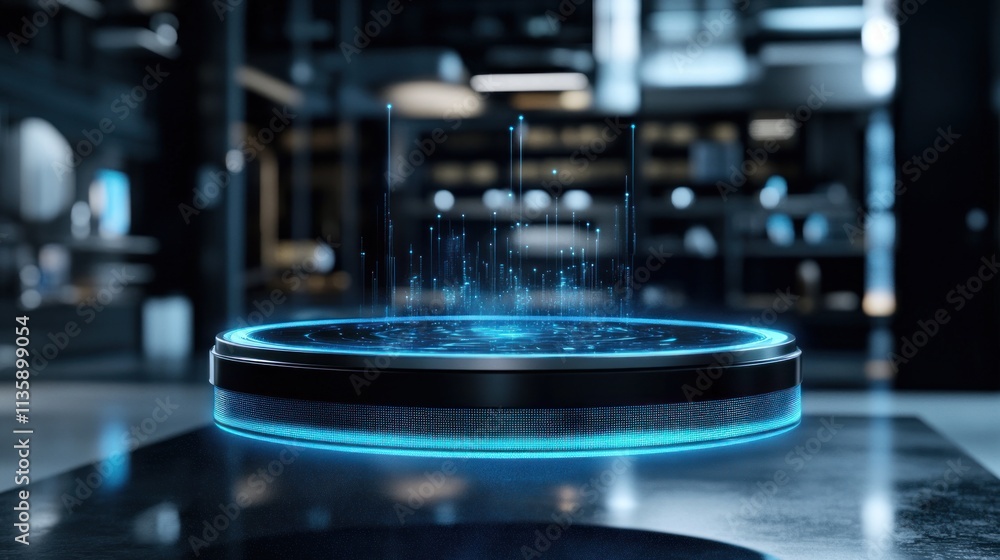 Aufkleber futuristic holographic display platform with data visualization