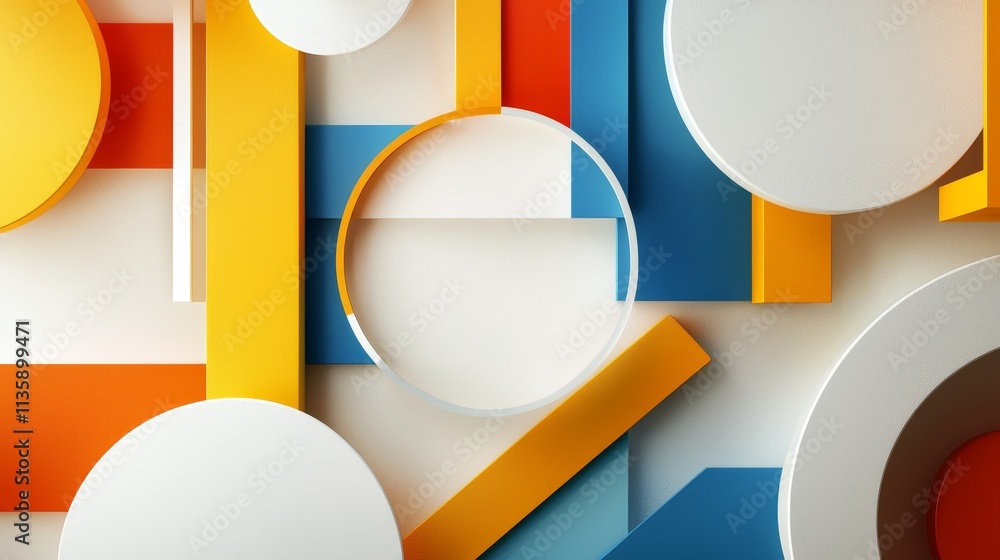 Poster dynamic graphic design showcase featuring colorful geometric shapes in modern digital art environmen