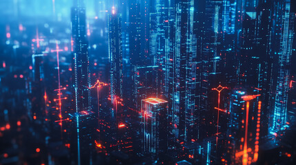 Obraz premium Smart digital Innovation city with connection network reciprocity over the cityscape. of future smart wireless digital city and social media networking systems that connects people with in city