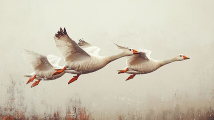 Fototapeta premium Majestic Geese in Flight: A Stunning Wildlife Image