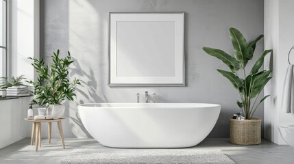 Modern Bathroom Design With Freestanding Tub And Plants