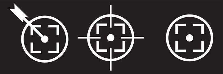 Aim vector linear stylized icon, goal abstract sign, target symbol, gun business logo template, vector illustration on transparent background. eps 10.