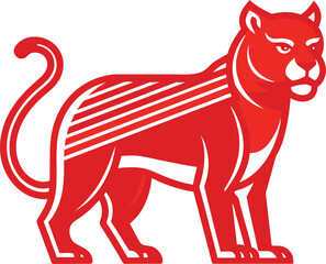 Fototapeta premium Retro Red Cougar Vector Illustration