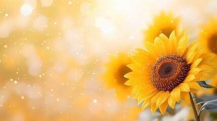 Radiant Sunflowers  Golden Petals  Summer Bloom  Bright Background