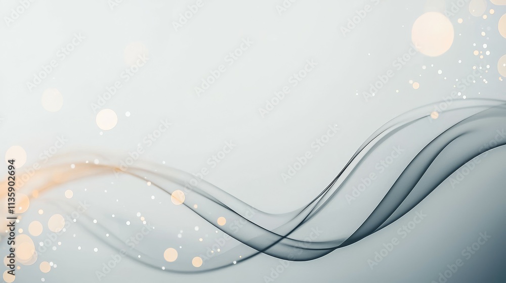 Aufkleber abstract design featuring flowing lines and soft bokeh lights on a light background.
