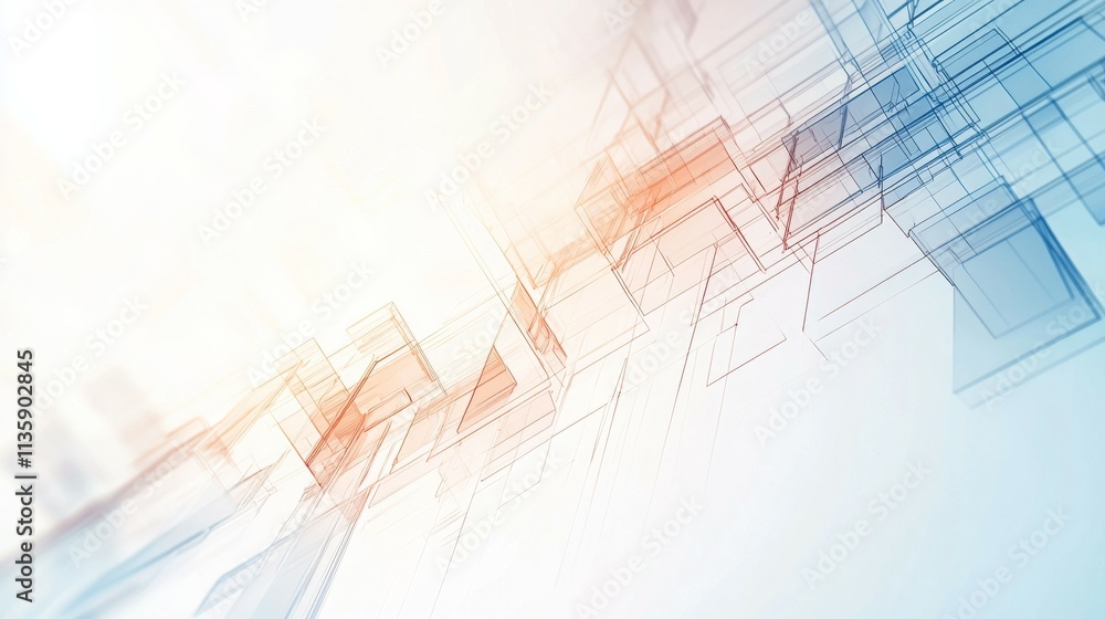 Aufkleber abstract geometric design with soft colors and lines, suggesting depth and modernity.