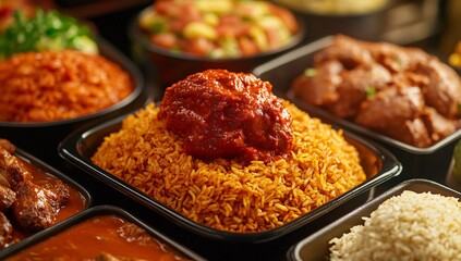 Delicious Jollof Rice with Spicy Stew African Cuisine Food