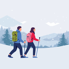 Hiking Illustration Draw Vector