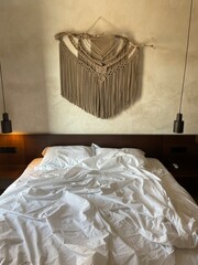 bed in hotel room