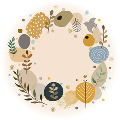 北欧風抽象的模様のリースのベクターイラスト