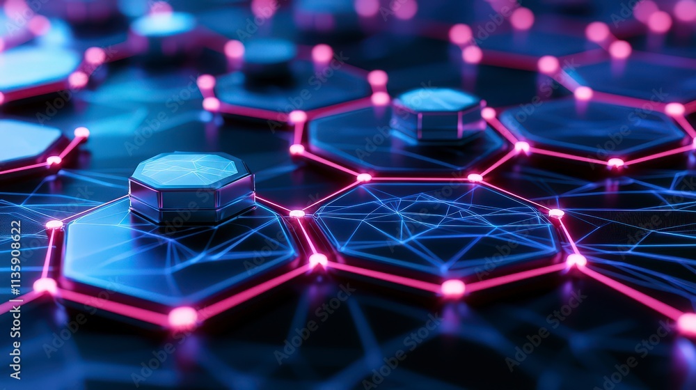 Poster abstract hexagon network futuristic technology background