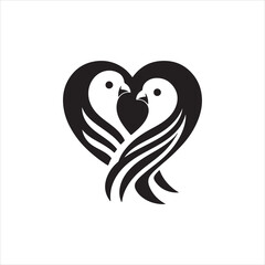 two birds with heart