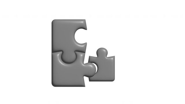 A square figure is assembled from four puzzle pieces. The concept of teamwork. Business concept.