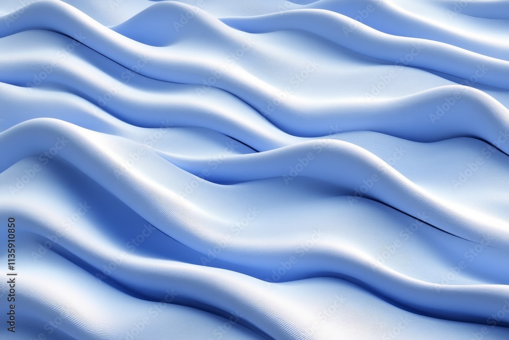 Poster soft blue fabric waves providing a calm and serene background with gentle curves and fluid movement 