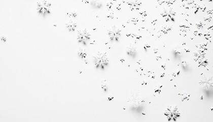 Obraz premium White Winter Snowflakes Scattered on White Background Festive Design