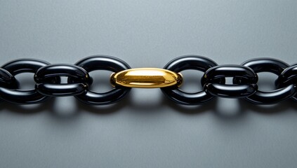Obraz premium Abstract Black and Gold Chain Link Closeup Photography