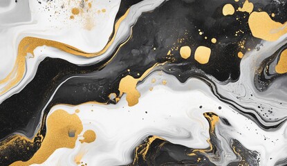 Abstract Black Gold Marble Texture Luxury Swirls Fluid Art Background