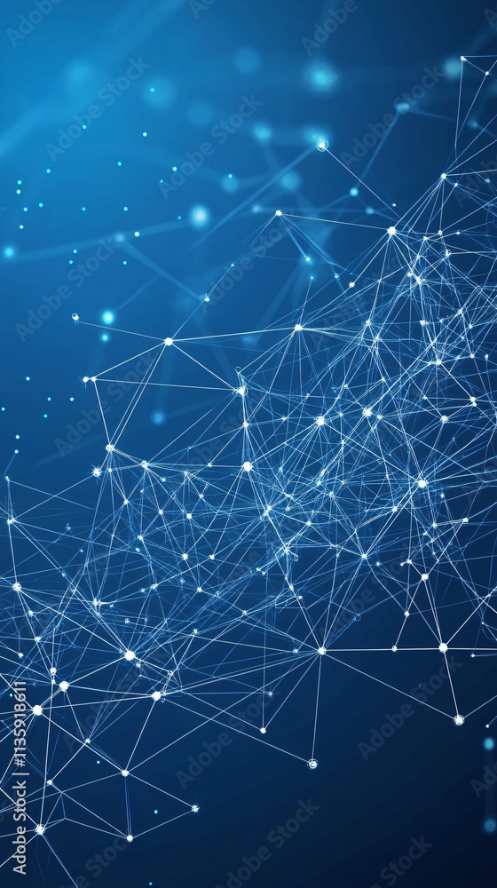 Poster abstract blue network connection dots lines background