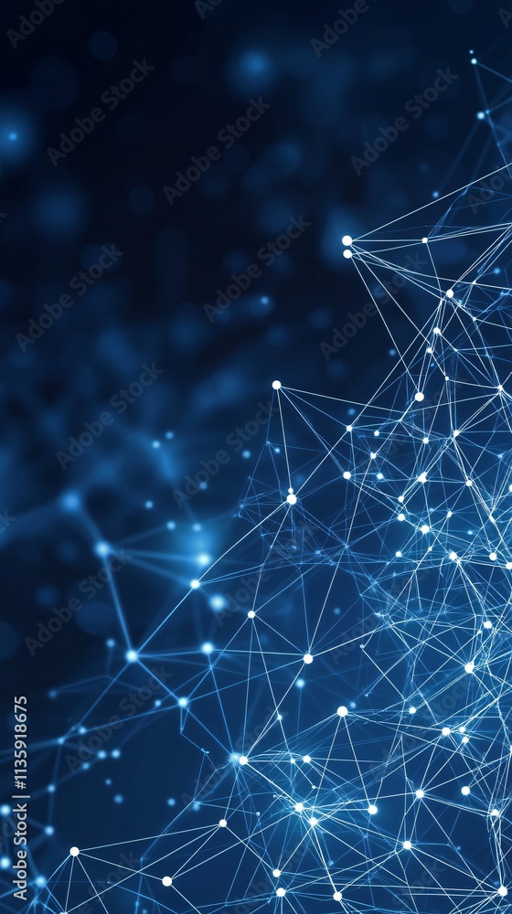 Poster abstract blue network connection lines dots background