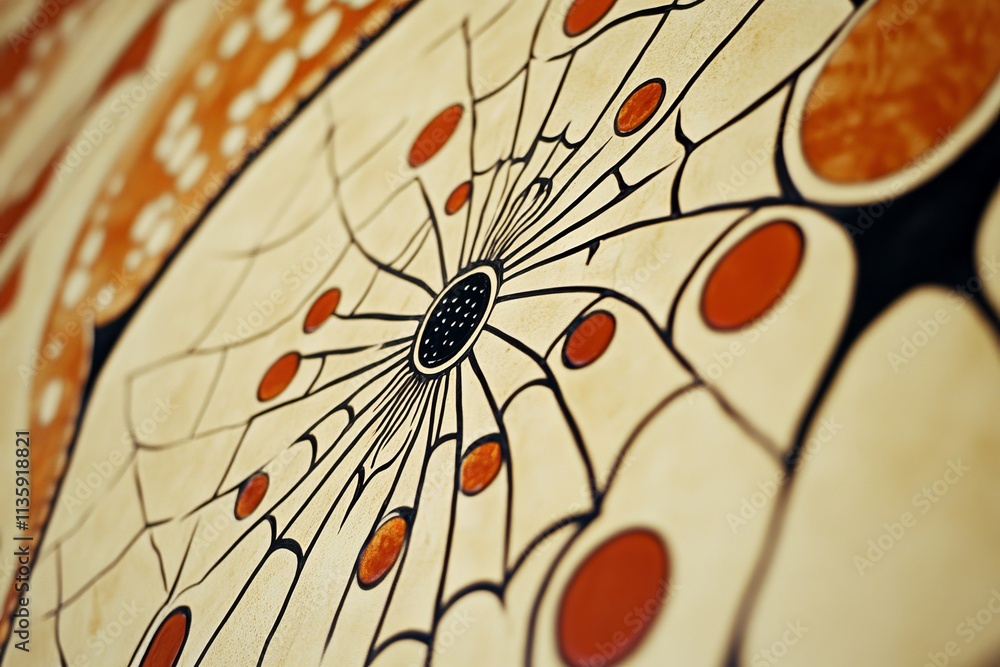Poster vibrant abstract patterns featuring intricate geometric designs with colorful shapes and lines evoki