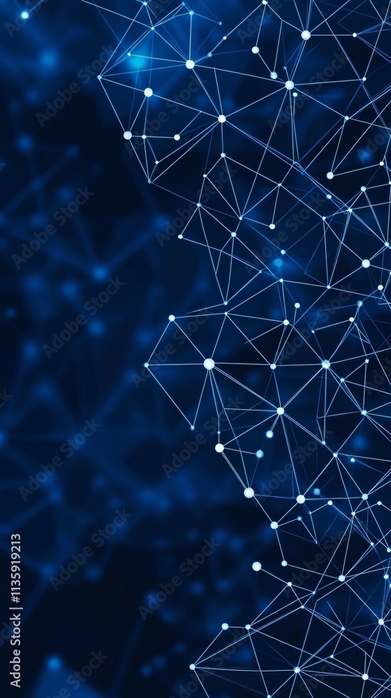 Poster abstract blue network connection dots lines digital technology background