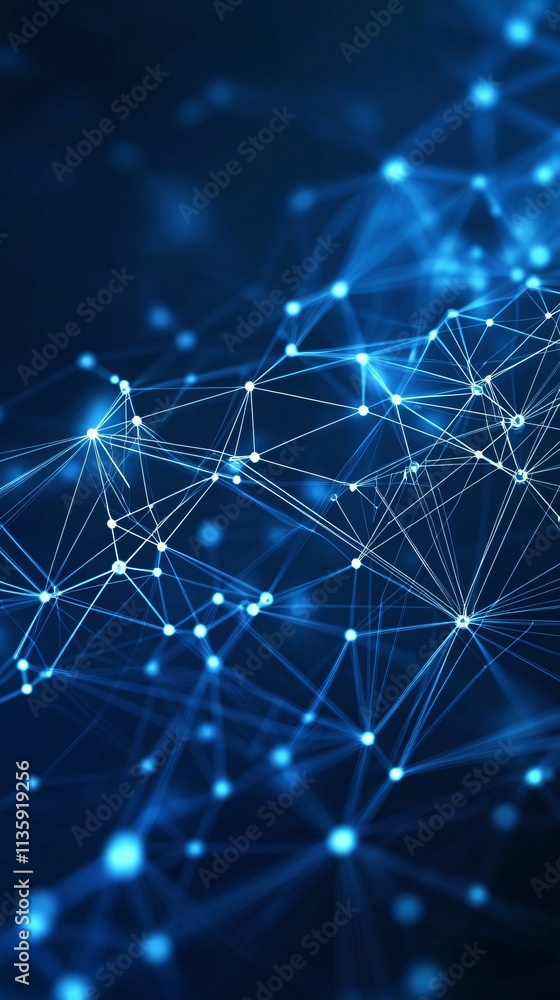 Poster abstract blue network connection lines dots digital technology background