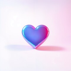 Volumetric holographic heart with a gradient of vibrant colors on a soft background with copy space