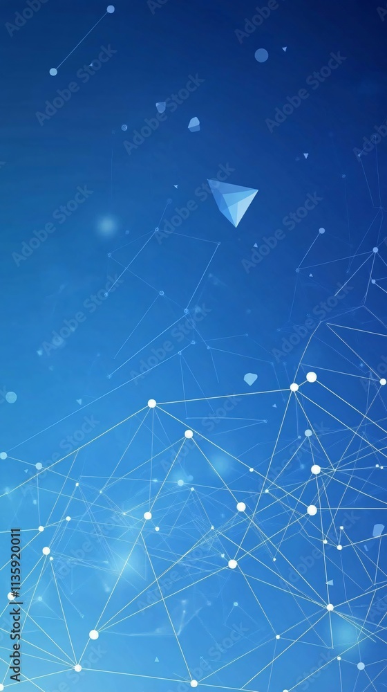 Poster abstract blue network connection lines dots polygonal background