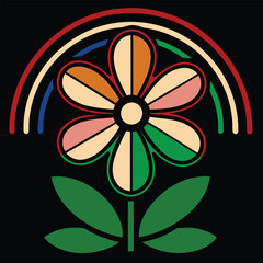 Colorful abstract flower vector art with vibrant hues and creative design. Perfect for modern graphics, digital art, and nature-inspired decorative projects.