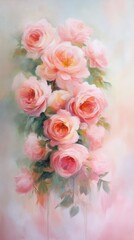 Elegant bouquet of pink roses with soft