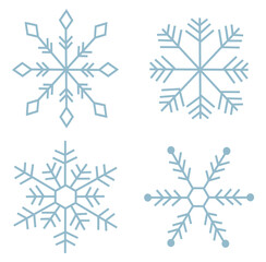 Stylized Blue Snowflake Vector Set - Winter Vector Design Elements