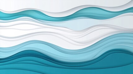 Fototapeta premium Abstract Teal and White Wave Layers Design