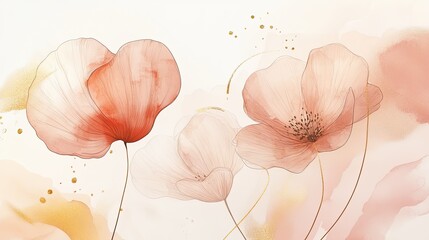 Delicate Peach Blossoms Abstract Watercolor Art