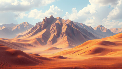 Naklejka premium Majestic Desert Mountain Range Under a Cloudy Sky