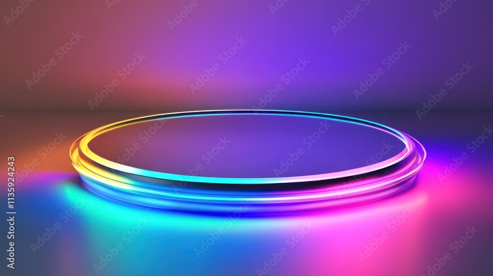 Poster neon lit circular platform display background