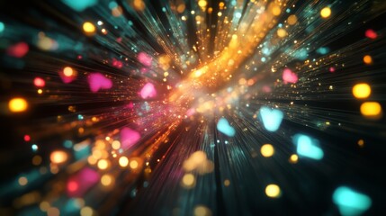 Vibrant abstract light streaks and bokeh in