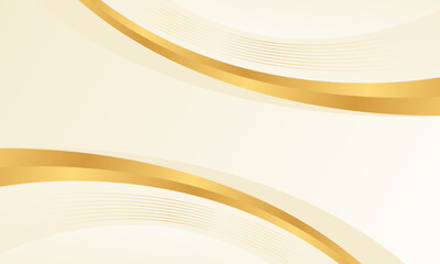 Abstract beige luxury curved background with gold lines. Elegant modern wallpaper. Template banner background for beauty products, sales, ads, events, web and pages