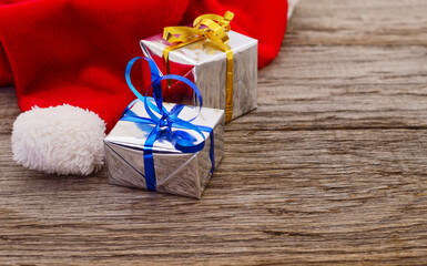 Christmas holiday wooden background.