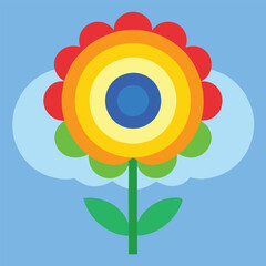 Colorful abstract flower vector art with vibrant hues and creative design. Perfect for modern graphics, digital art, and nature-inspired decorative projects.