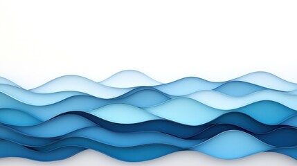 Fototapeta premium Abstract Blue Waves Paper Cut Design