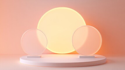 Fototapeta premium Minimalist Abstract Pastel Circle Display Platform