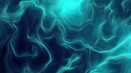 Abstract Teal Topographic Lines Flowing Design