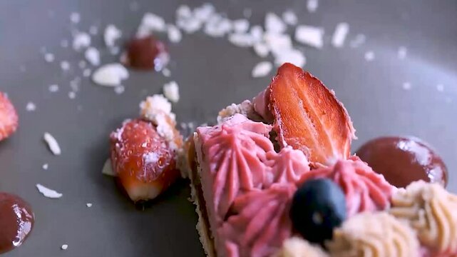 chocolate cake with cream and cherry