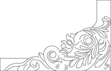 vector sketch illustration silhouette design ornate ornament decoration classic vintage corner.eps