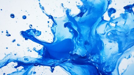 Blue water splash against white background