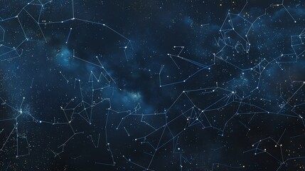 Abstract starry night sky with constellations.
