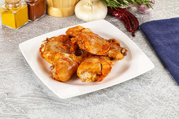 Raw marinated chicken drumstick for cooking