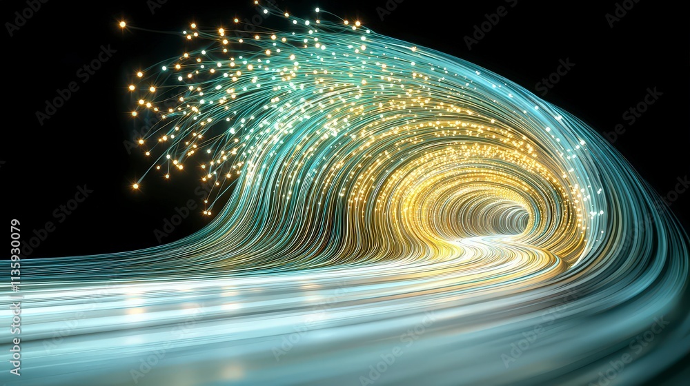 Poster abstract glowing tunnel light trails data stream futuristic background technology conc