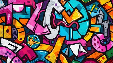 Abstract colorful graffiti art on a wall.